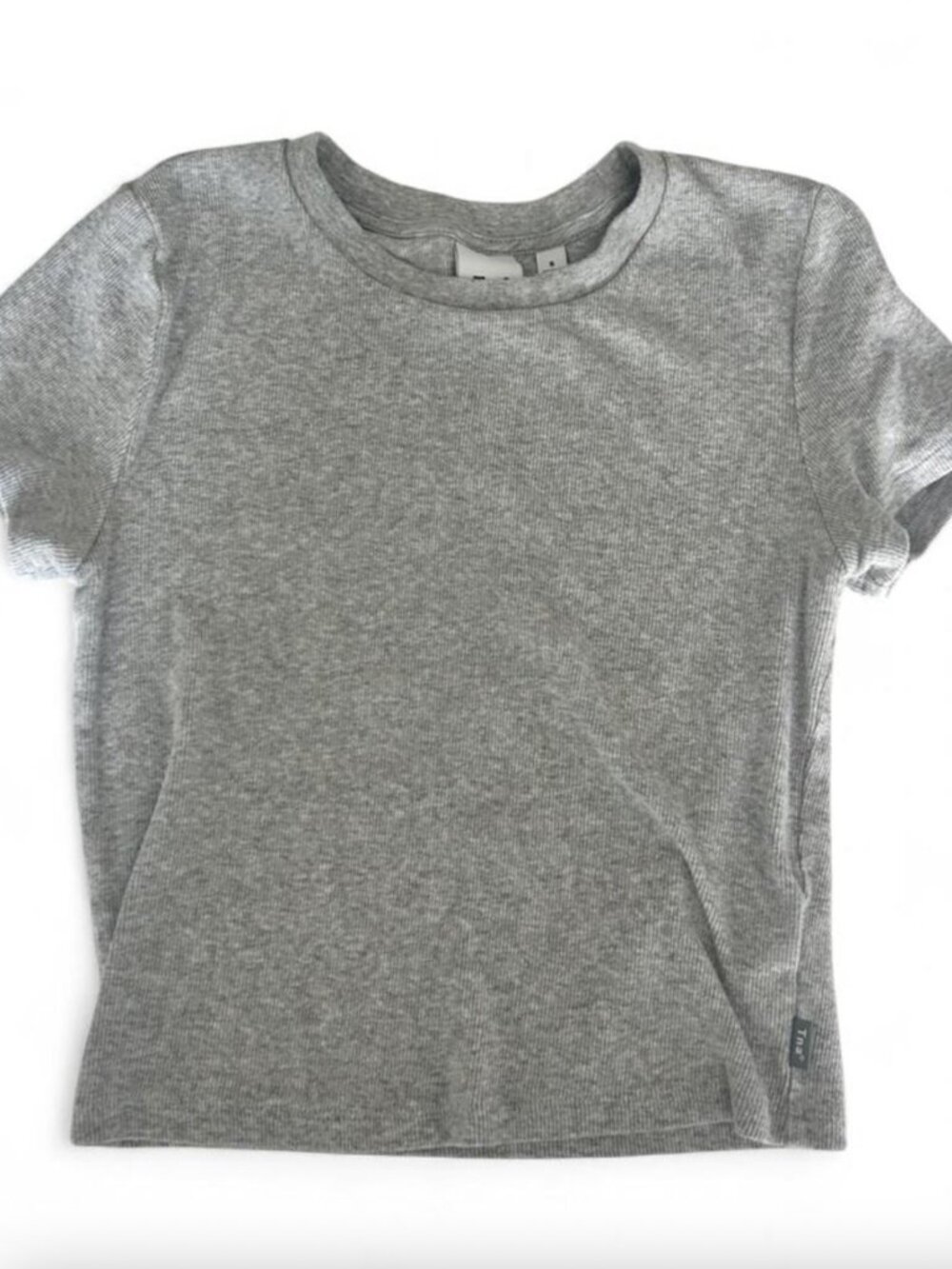 Aritzia TNA Cotton Ribbed Tee Grey Small